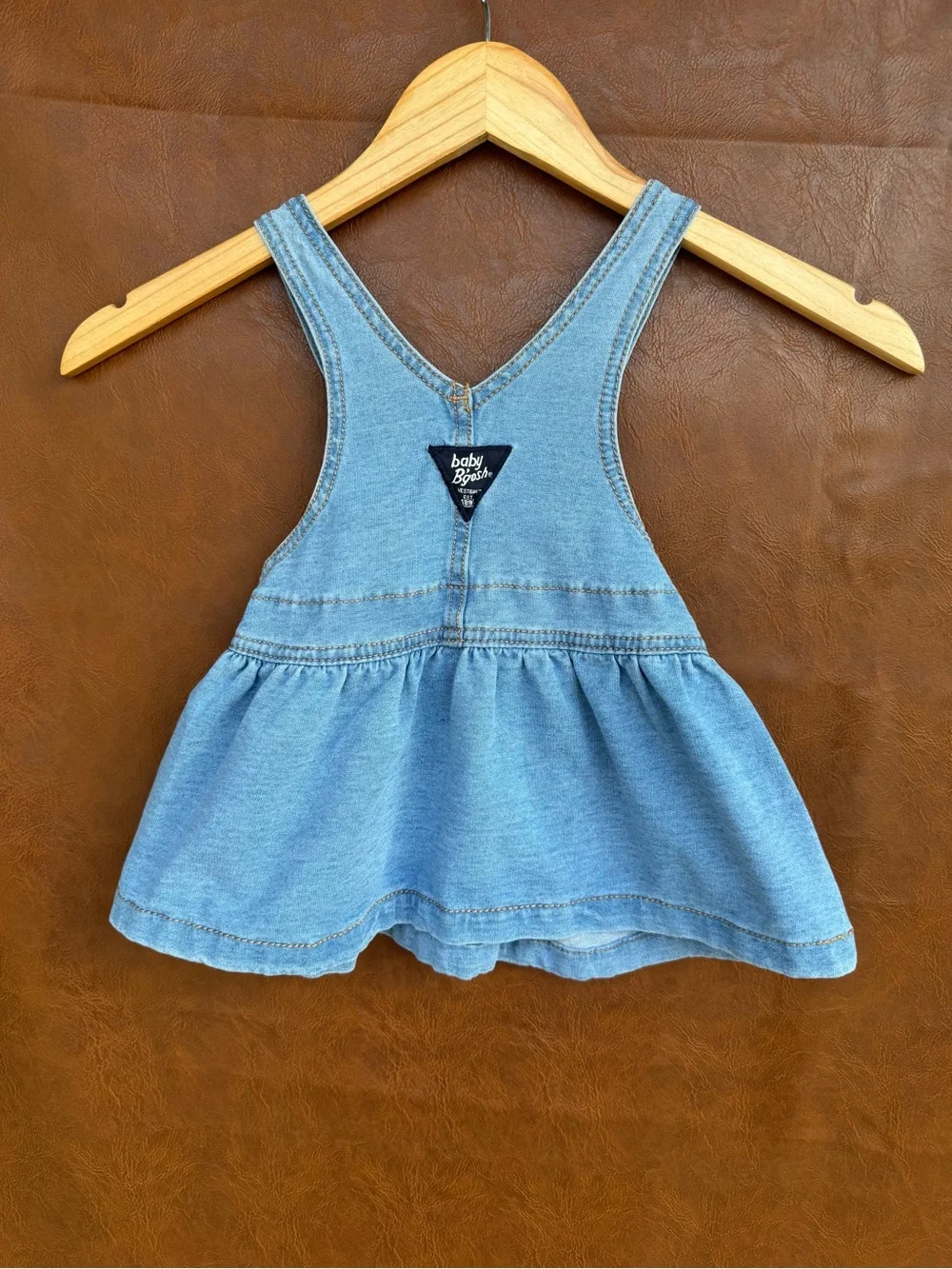 Baby B’gosh Denim Pinafore Dress 12M Heart Bib Overall Jumper
